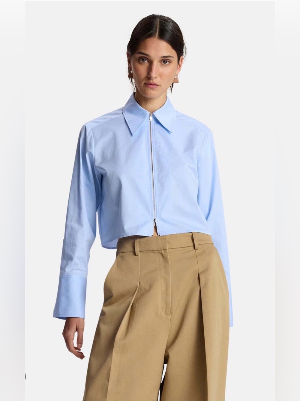 A.L.C. Jill Cotton Zip Top in the Sky Blue shade